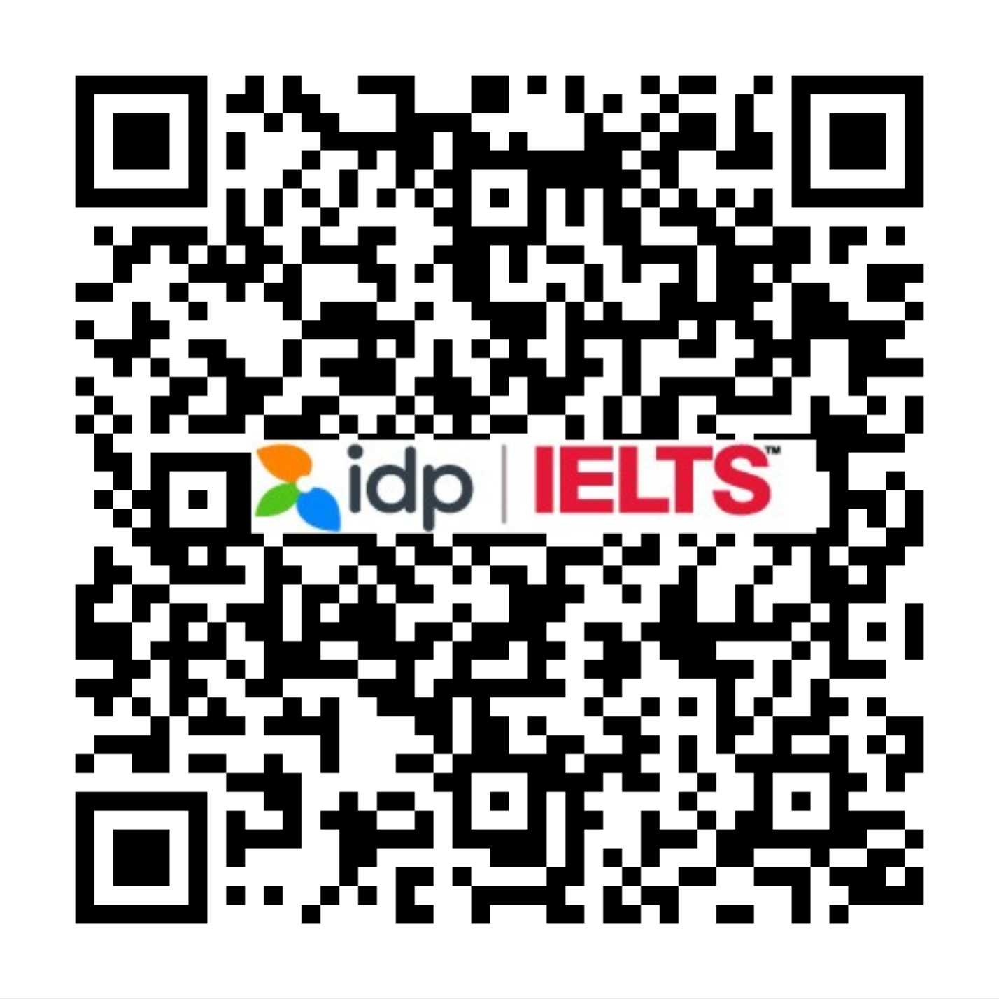 QR code for official IDP IELTS exam booking